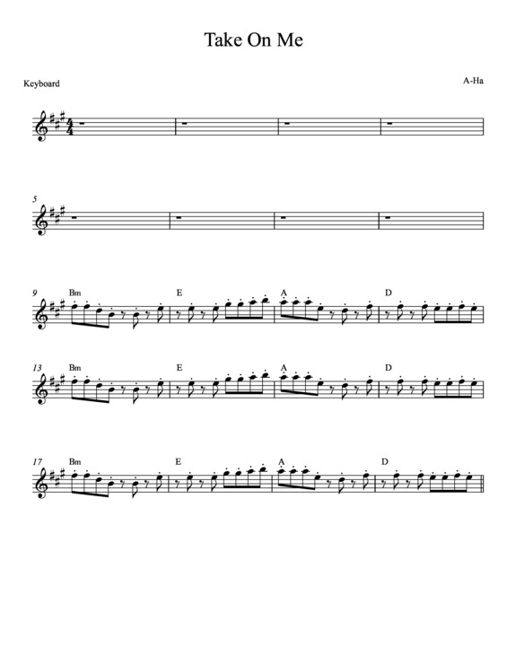 Partitura da música Take On Me v.13