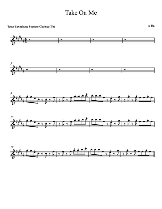 Partitura da música Take On Me v.14