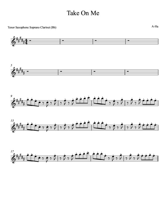 Partitura da música Take On Me v.14