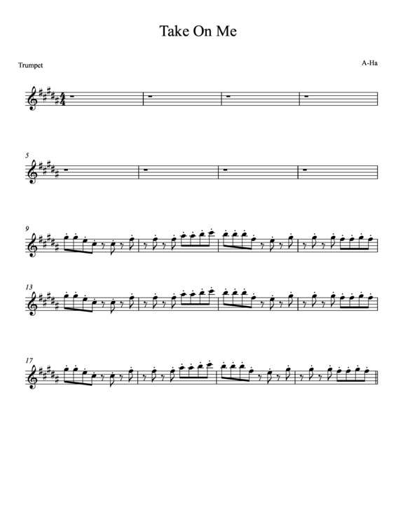 Partitura da música Take On Me v.16