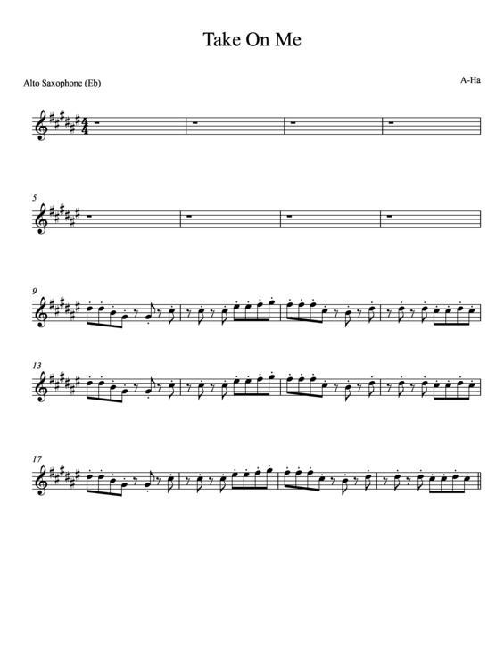 Partitura da música Take On Me v.8