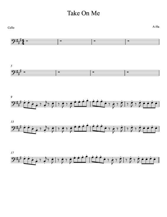 Partitura da música Take On Me v.9