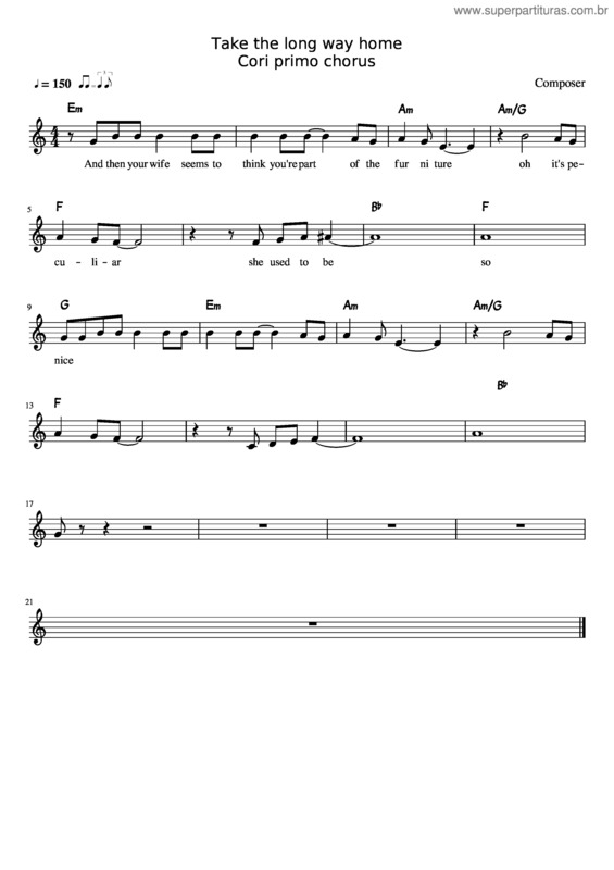 Partitura da música Take The Long Way Home