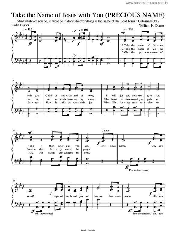 Partitura da música Take The Name Of Jesus With You