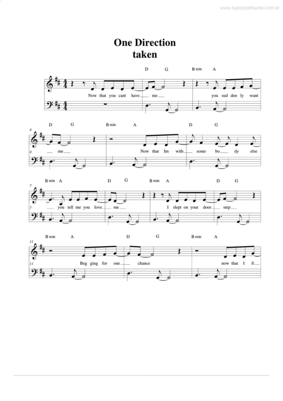 Partitura da música Taken