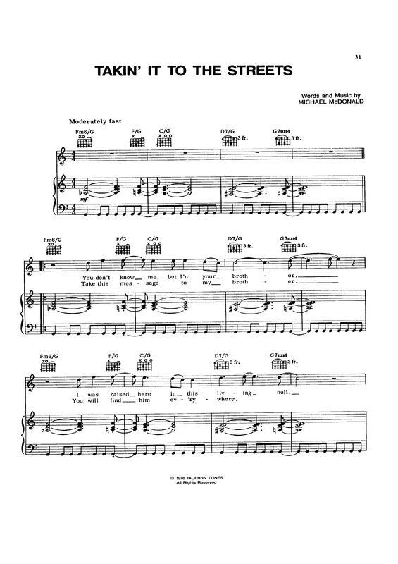 Partitura da música Takin´ It To The Strets