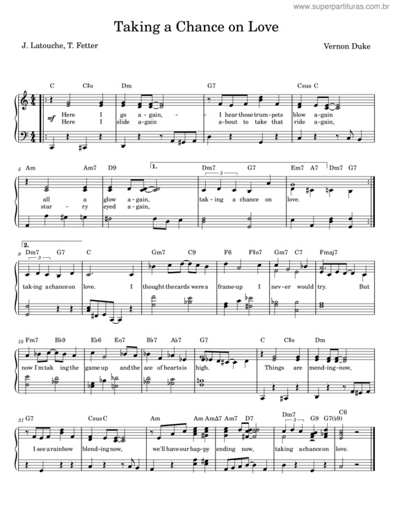 Partitura da música Taking A Chance On Love  – Vernon Duke v.3