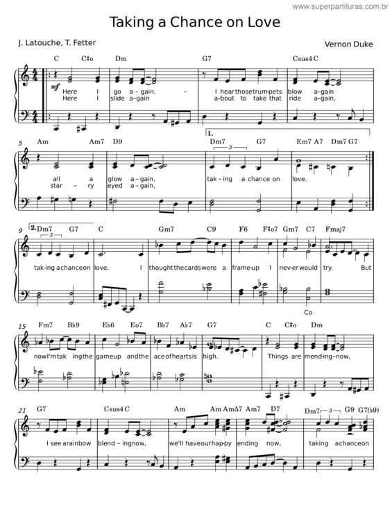 Partitura da música Taking A Chance On Love  – Vernon Duke