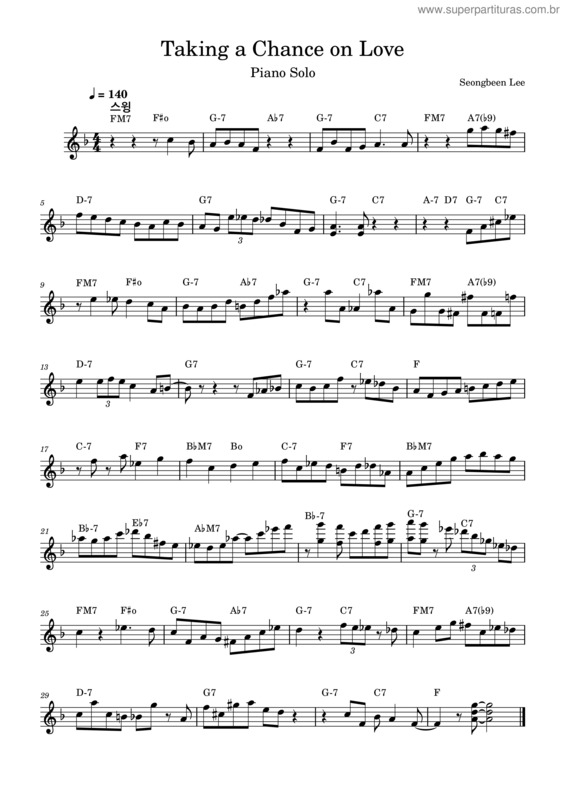 Partitura da música Taking A Chance On Love Piano Solo