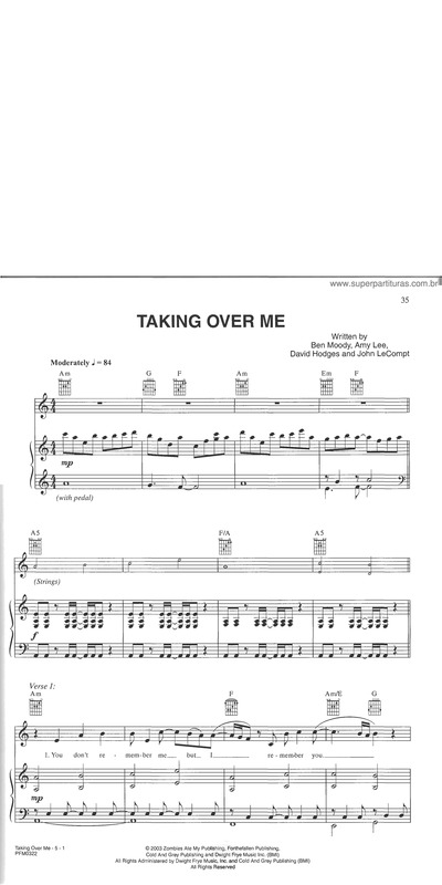 Partitura da música Taking Over Me v.2