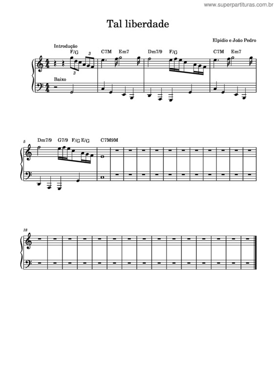 Partitura da música Tal Liberdade 1