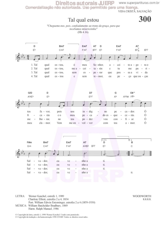 Partitura da música Tal Qual Estou - 300 HCC