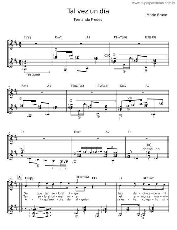 Partitura da música Tal Vez Un Día