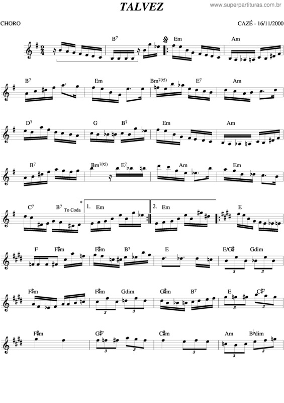 Partitura da música Talvez