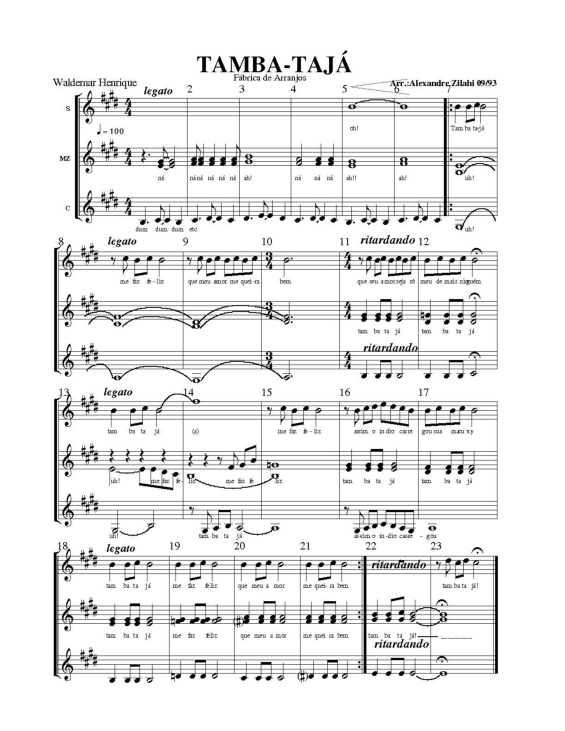 Partitura da música Tamba-Tajá v.2