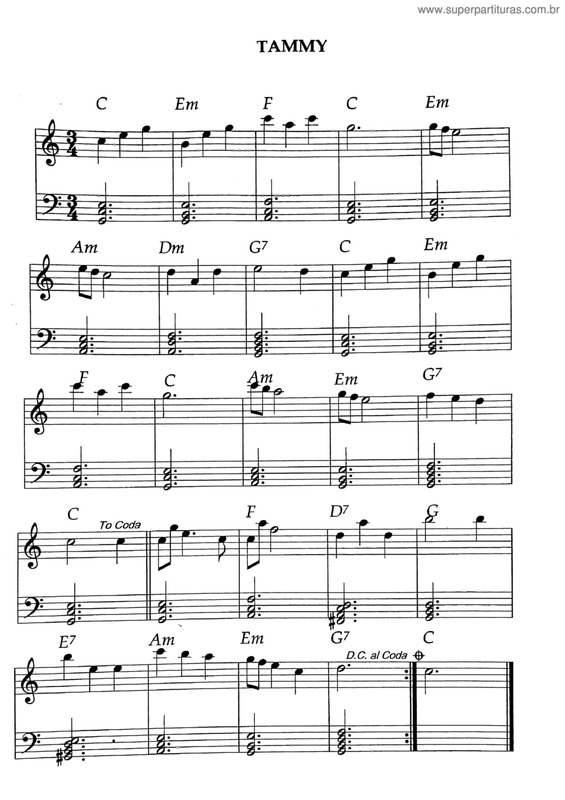 Partitura da música Tammy