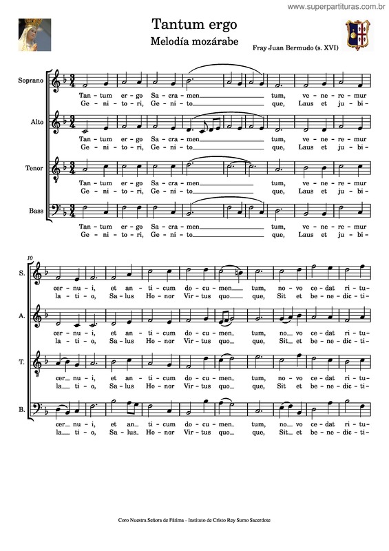 Partitura da música Tamtum Ergo – Melodía Mozárabe
