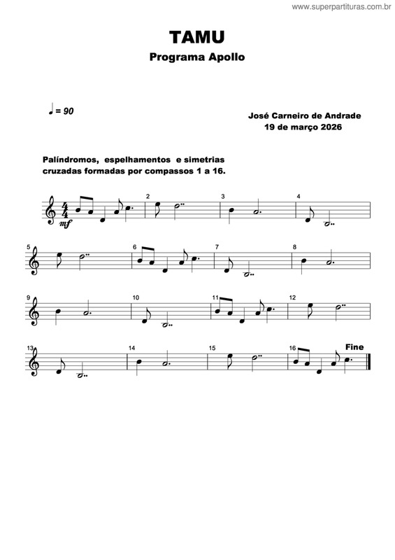 Partitura da música Tamu