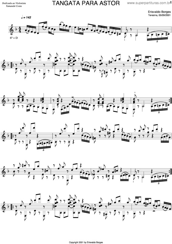 Partitura da música Tangata para Astor