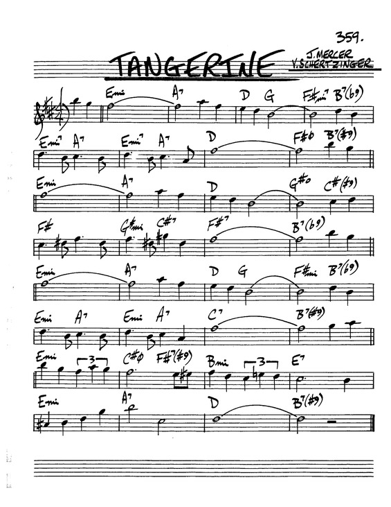 Partitura da música Tangerine