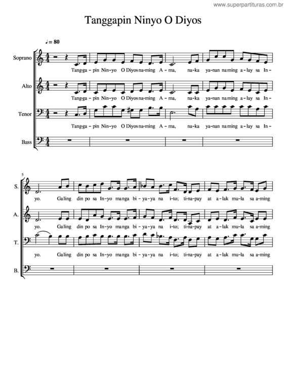 Partitura da música Tanggapin Ninyo O Diyos