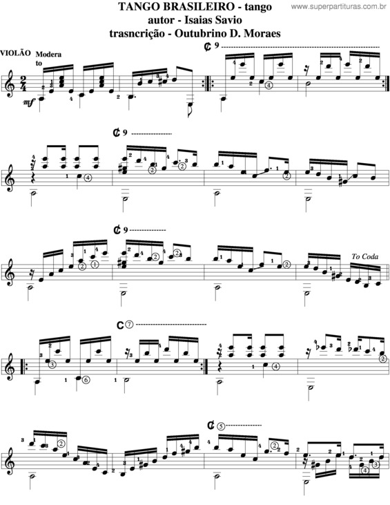 Partitura da música Tango Brasileiro