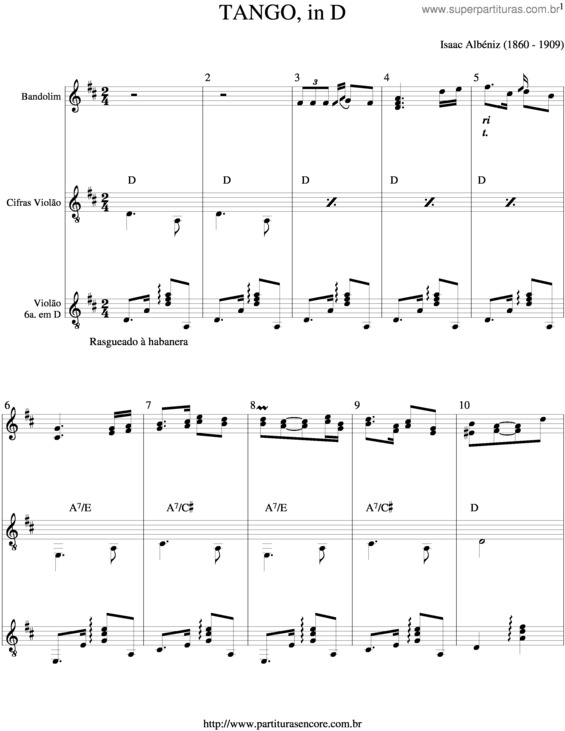 Partitura da música Tango In D