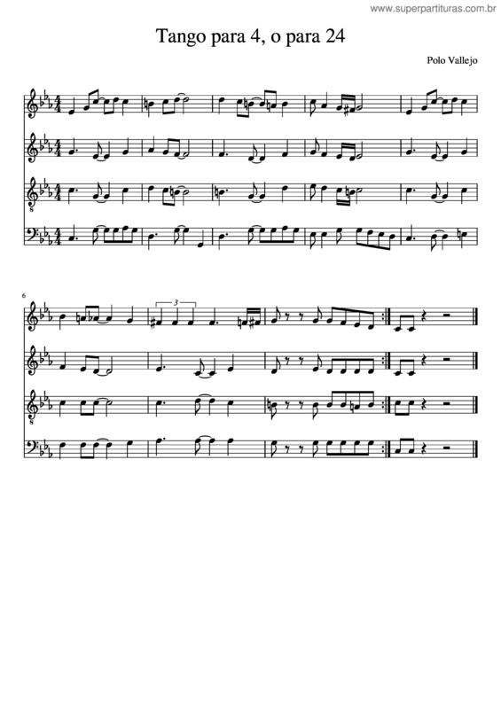 Partitura da música Tango Para 4, O Para 24