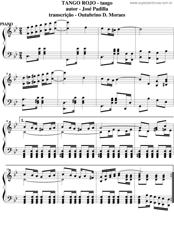 Partitura da música Tango Rojo