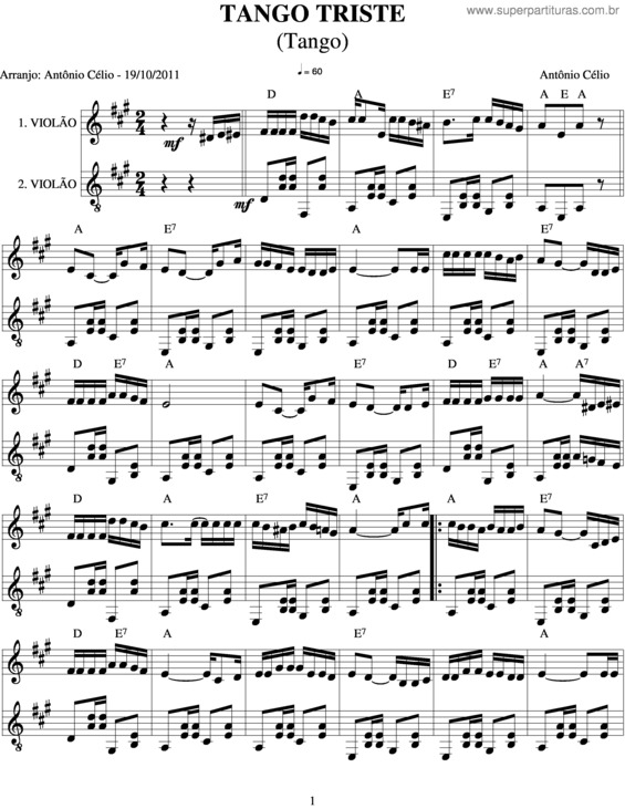 Partitura da música Tango Triste v.2