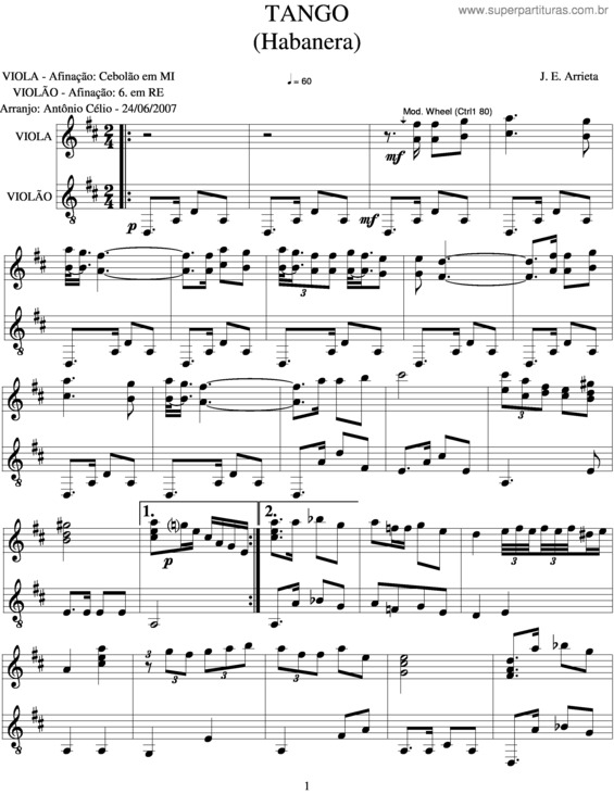 Partitura da música Tango v.2