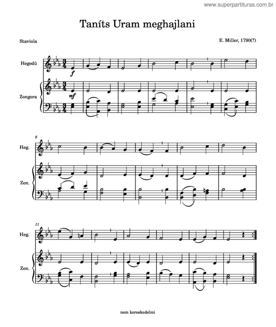 Partitura da música Taníts Uram Meghajlani – Lord, Teach Me Bow – E. Miller