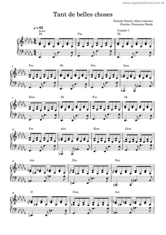 Partitura da música Tant De Jolies Choses