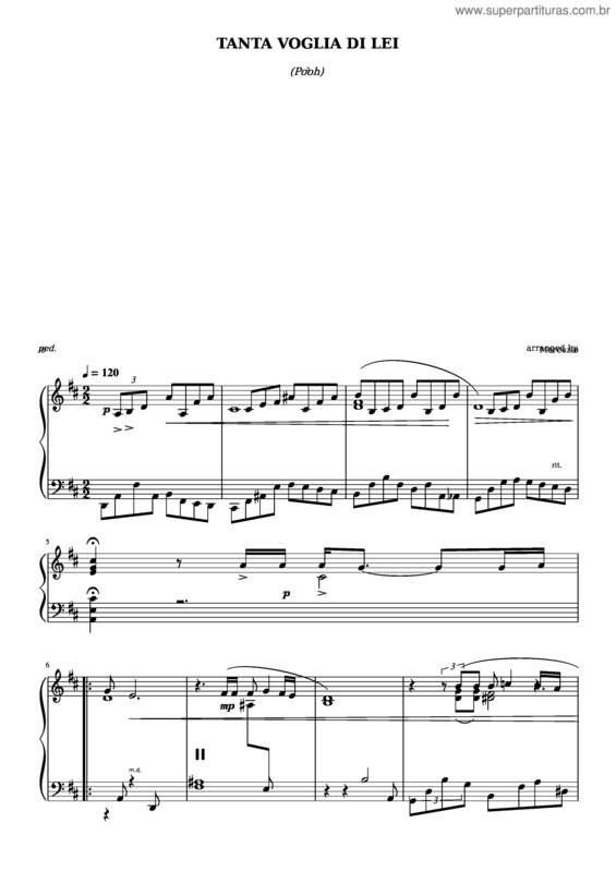 Partitura da música Tanta Voglia Di Lei – I Pooh I Pooh – Tanta Voglia Di Lei