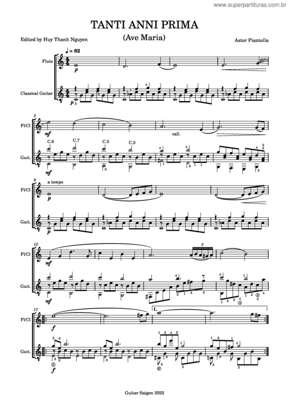 Partitura da música Tanti Anni Prima – Astor Piazzolla Astor Piazzolla – Tanti Anni Prima