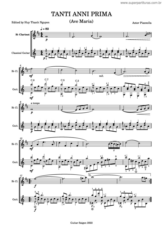 Partitura da música Tanti Anni Prima – Astor Piazzolla
