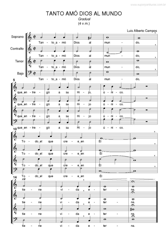 Partitura da música Tanto Amó Dios Al Mundo