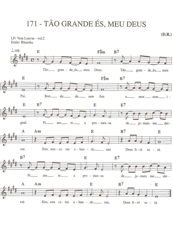 Partitura da música Tão Grande És Meu Deus