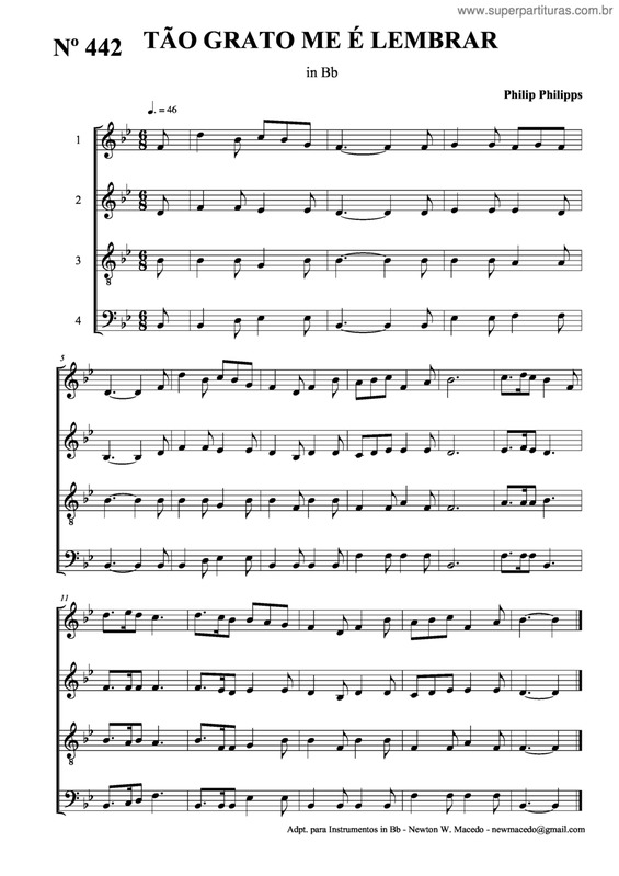 Partitura da música Tão Grato Me É Lembrar v.3