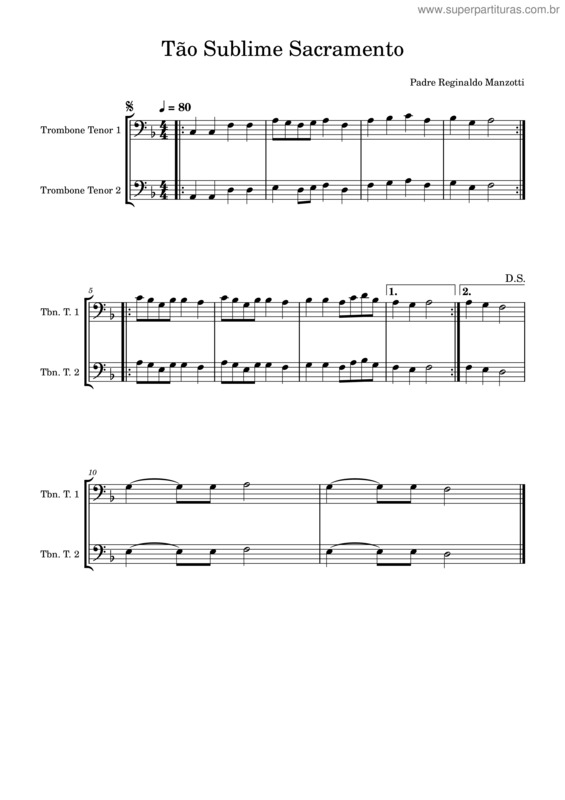 Partitura da música Tão Sublime Sacramento – Adoração Ao Santíssimo Sacramento Tão Sublime Sacramento