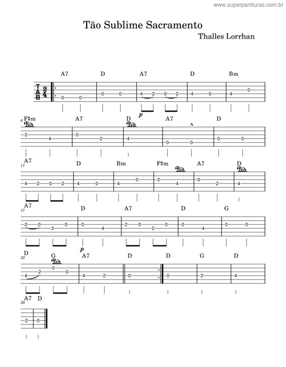Partitura da música Tão Sublime Sacramento– Thalles Lorrhan – Tab.Mscz