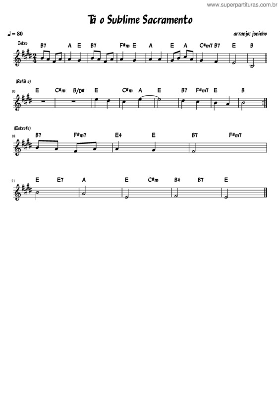 Partitura da música Tão Sublime Sacramento v.3
