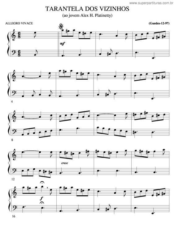 Partitura da música Tarantela Dos Vizinhos