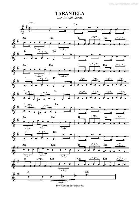 Partitura da música Tarantela