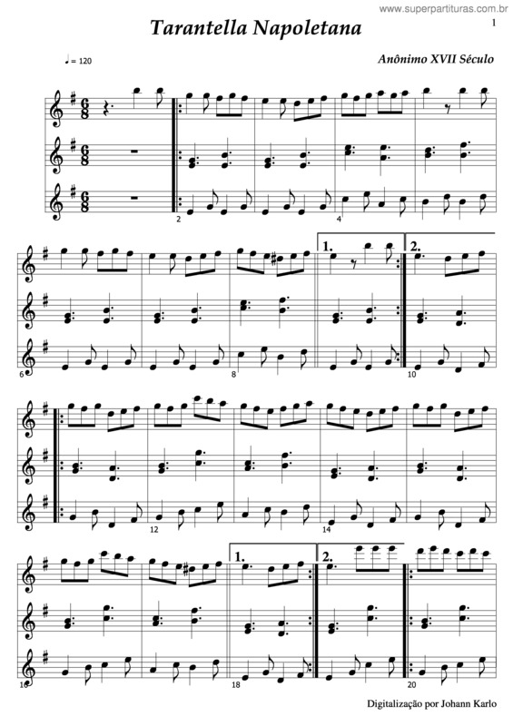 Partitura da música Tarantella Napoletana