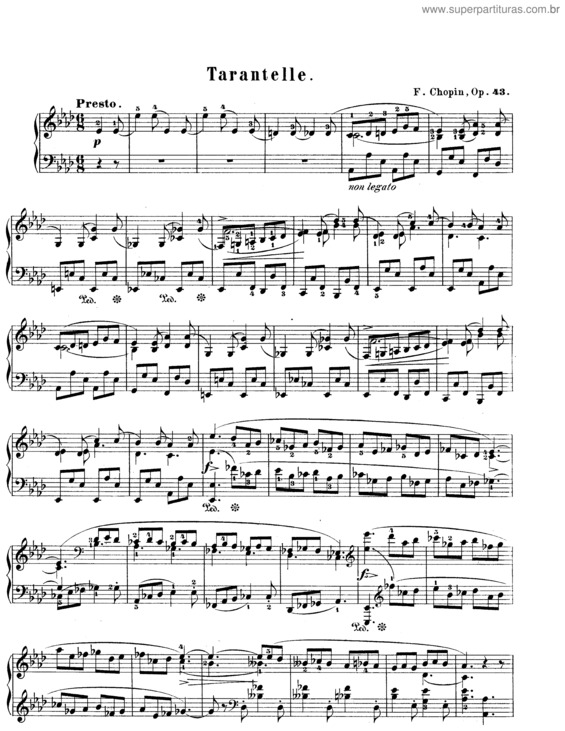 Partitura da música Tarantella