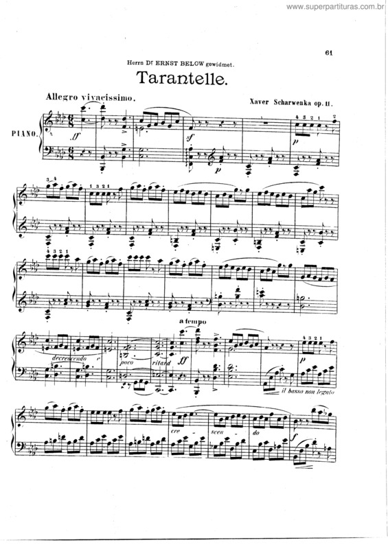 Partitura da música Tarantelle