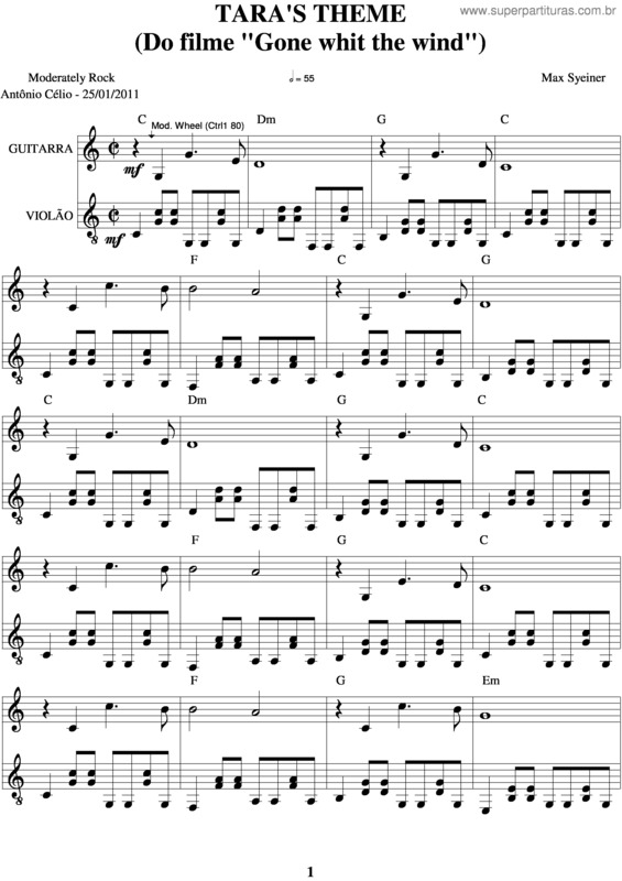 Partitura da música Taras Theme