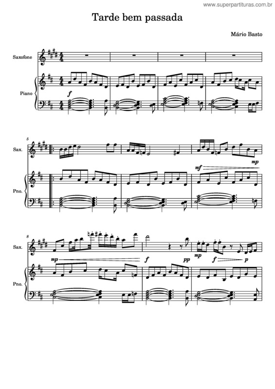 Partitura da música Tarde Bem Passada