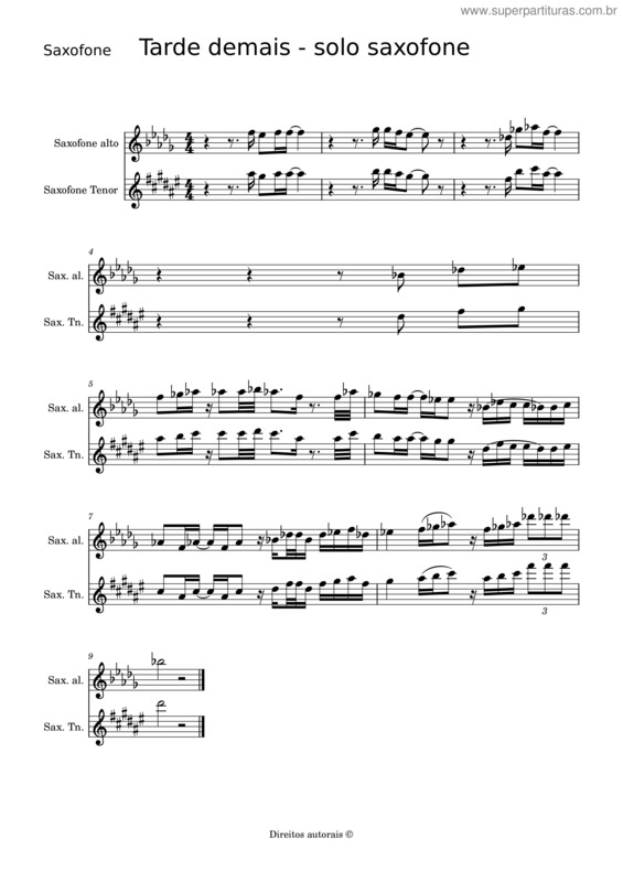 Partitura da música Tarde Demais v.2